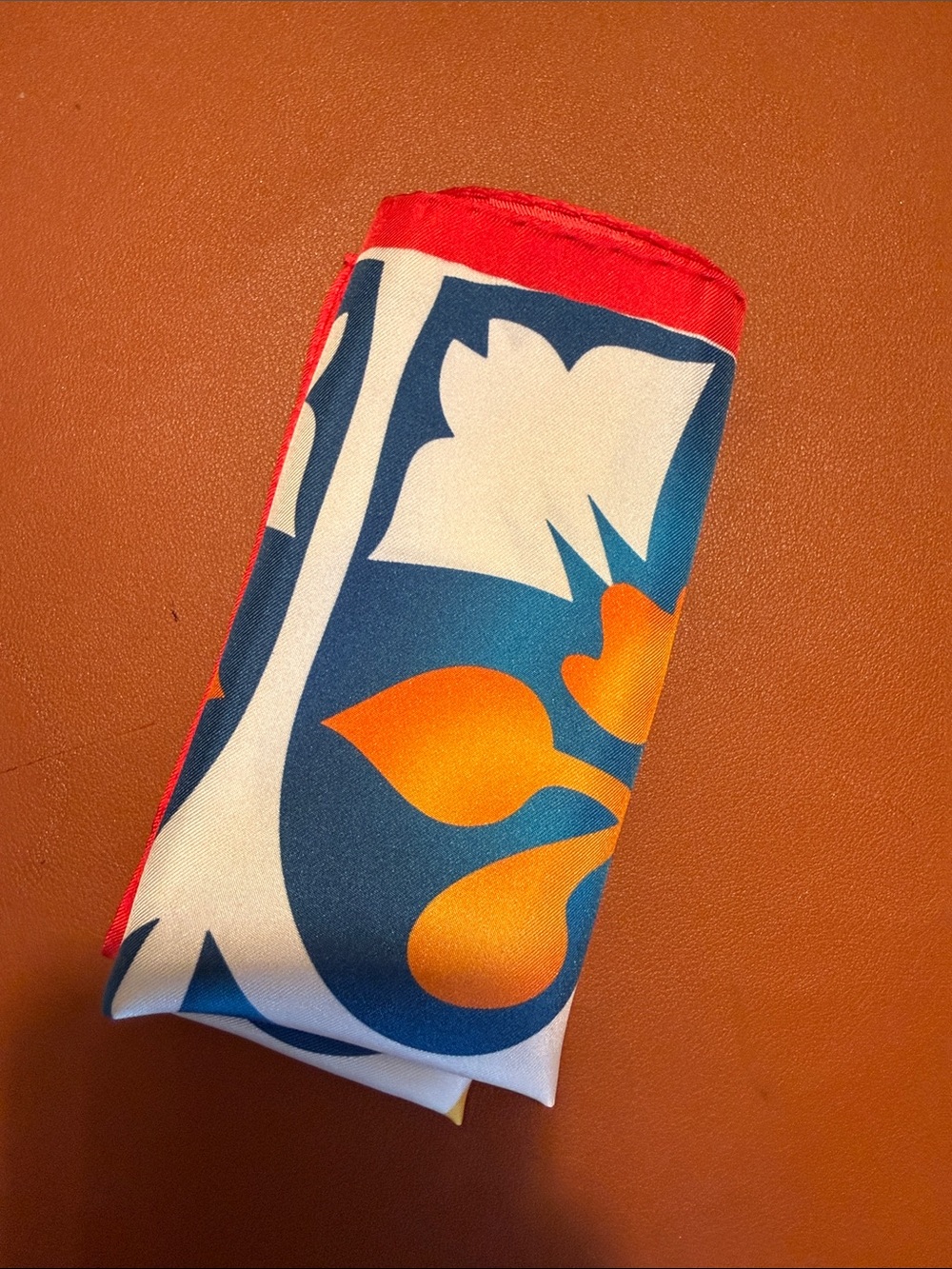 Colorful Floral Pocket Square - Blue, Orange, Red - Picture 7 of 7